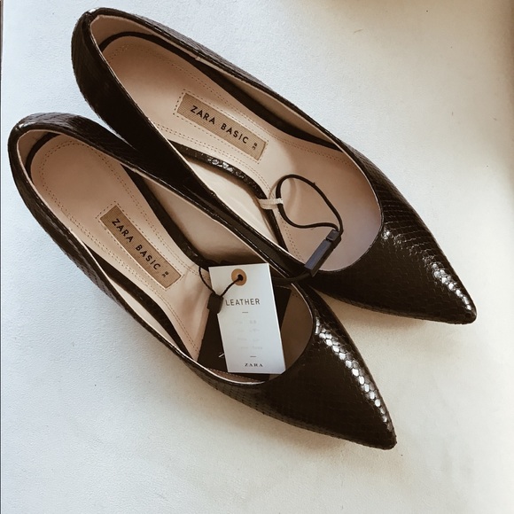 Snakeskin Patent Genuine Leather Block Heel Pumps - Picture 8 of 8